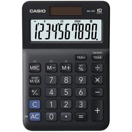 Kalkulačka, stolová, 10 miestny displej, CASIO "MS-10 F", čierna