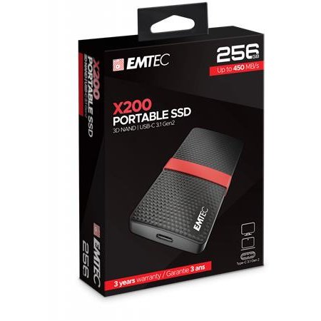 SSD (vonkajšia pamäť), 256GB, USB 3.2, 420/450 MB/s, EMTEC "X200"