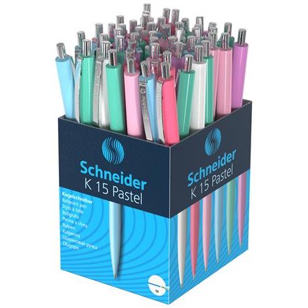 Guľôčkové pero, 0,5 mm, stláčací mechanizmus, telo pera: mix farieb, SCHNEIDER "K15", modrá