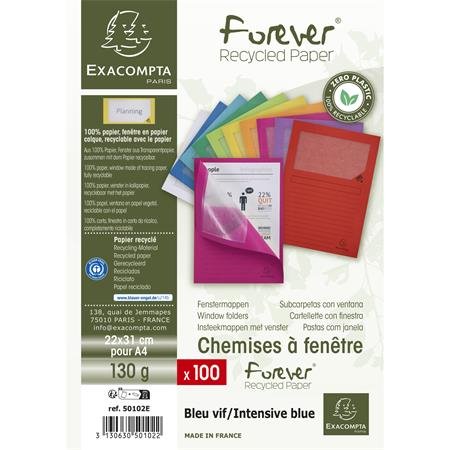 Doska na dokumenty, s okienkom, kartónová, EXACOMPTA "Forever®", lesklá modrá