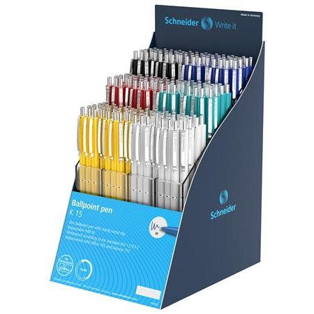Guľôčkové pero, displej, 0,5 mm, stláčací mechanizmus, SCHNEIDER "K15"