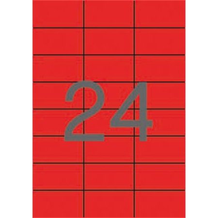 Etikety, 70x37 mm, farebné, APLI, červené, 2400 etikiet/bal