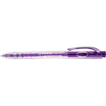 Guľôčkové pero, 0,38 mm, stláčací mechanizmus, STABILO "Liner 308", fialové
