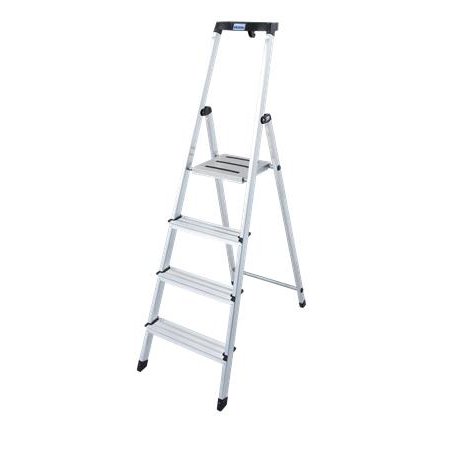 Jednostranný schodík, 4 priečky, hliníkový, KRAUSE "Safety"