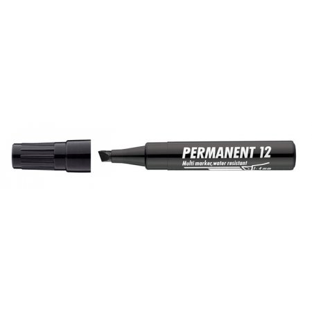 Permanentný popisovač, 1-4 mm, zrezaný hrot, ICO "Permanent 12", čierny