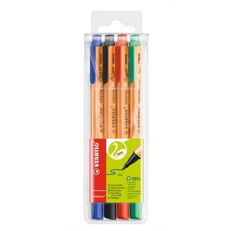 Fixky, sada, 0,8 mm, STABILO "Greenpoint", 4 rôzne farby