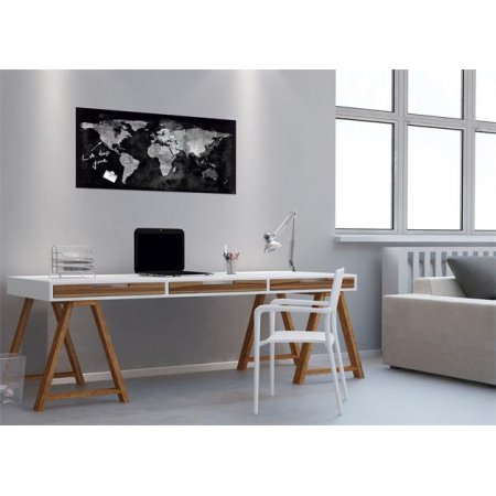 Magnetická sklenená tabuľa, Mapa sveta, 46x91 cm, SIGEL "Artverum® ", čierna