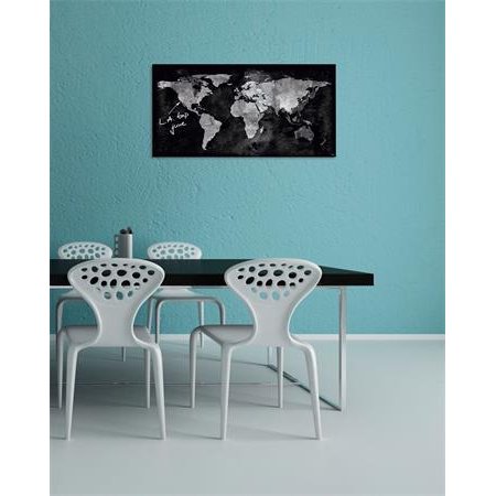 Magnetická sklenená tabuľa, Mapa sveta, 46x91 cm, SIGEL "Artverum® ", čierna