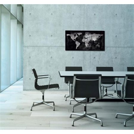Magnetická sklenená tabuľa, Mapa sveta, 46x91 cm, SIGEL "Artverum® ", čierna