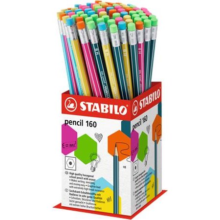 Grafitová ceruzka, s gumou, displej, HB, šesťhranná, STABILO "Pencil 160"