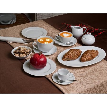 Plytký tanier, porcelán,  27 cm, 6 ks, ROTBERG, "Elegante", biely