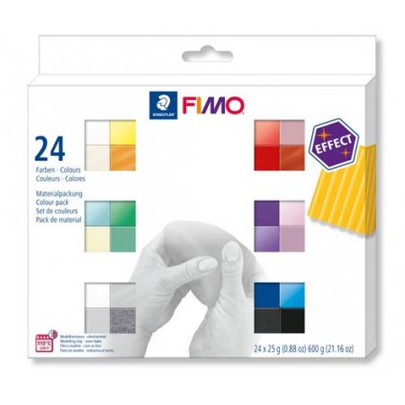Modelovacia hmota, sada, 24x25 g, na vypálenie, FIMO "Effect Colours", 24 rôznych farieb