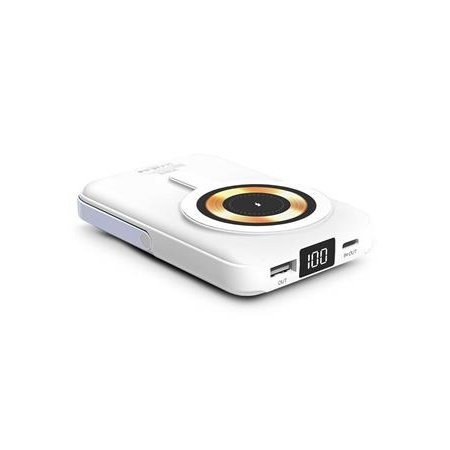 Magnetická bezdrôtová powerbanka, 10 000 mAh, URBAN FACTORY, kriedová biela