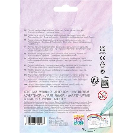 Fixky, sada, FABER-CASTELL "Jednorožec" 10 rôznych farieb + 3 trblietavé