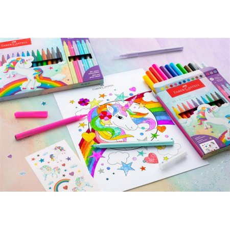 Fixky, sada, FABER-CASTELL "Jednorožec" 10 rôznych farieb + 3 trblietavé