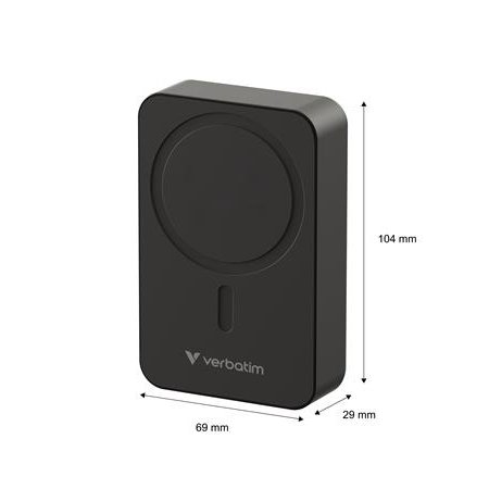 Power banka, externá batéria, magnetická, 20 000 mAh, stojanček, VERBATIM "Charge n Go Essentials", čierna