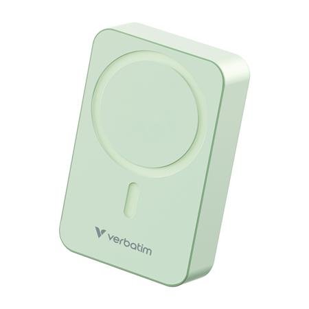 Power banka, externá batéria, magnetická, 20 000 mAh, stojanček, VERBATIM "Charge n Go Essentials", zelená