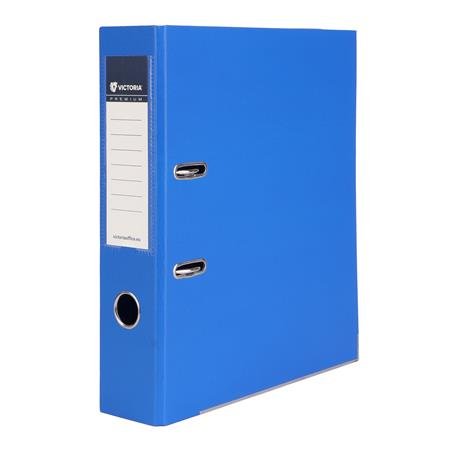 Pákový šanón, 75 mm, A4, PP/PP, s ochranným spodným kovaním, VICTORIA OFFICE, "Premium", kráľovský modrý