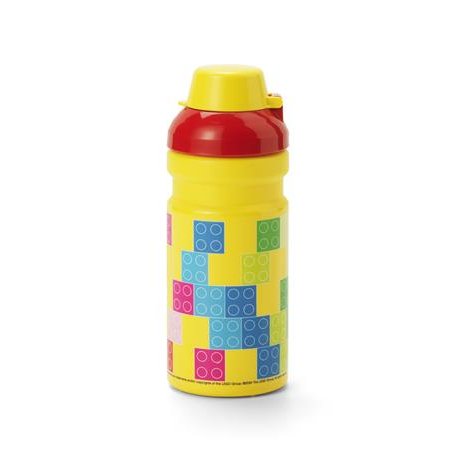 Fľaša, 390 ml, LEGO "Brick", žltá-červená, vzorovaná