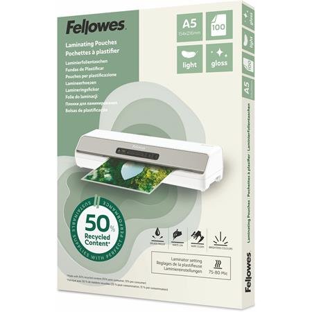 Laminovacia fólia, 80 mikr., A5, lesklá, 100 ks, FELLOWES "Light"