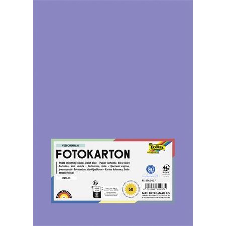 Dekoračný kartón, 2 stranný, A4, 300 g, 50 listov, FOLIA, fialovomodrý