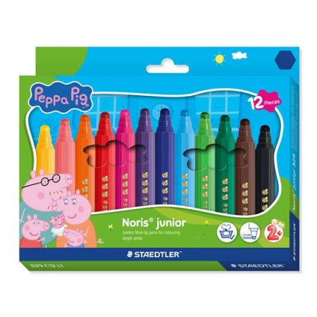 Fixky, sada, 2,5 mm, vyprateľné, jumbo, STAEDTLER „Noris® junior 329”, Peppa Pig, 12 farieb