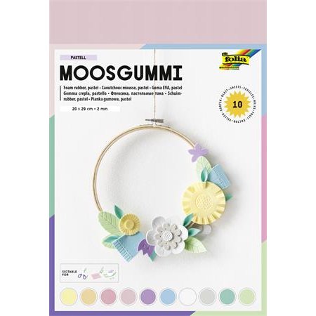 Moosguma, 20x29 cm, 10 listov, FOLIA "Pastel", 10 rôznych farebných farieb