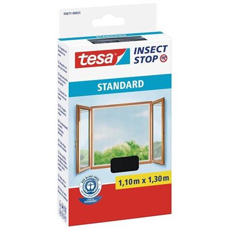 Sieťka na okno, proti hmyzu, suchý zips, 1,1 x 1,3 m, TESA, antracitová