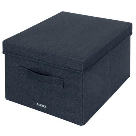 Úložný box, textilný, rozmer M, LEITZ "Fabric", zamatová sivá