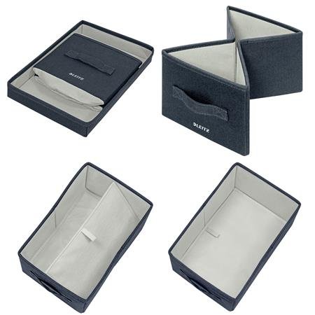 Úložný box, textilný, rozmer S, LEITZ "Fabric", zamatová sivá