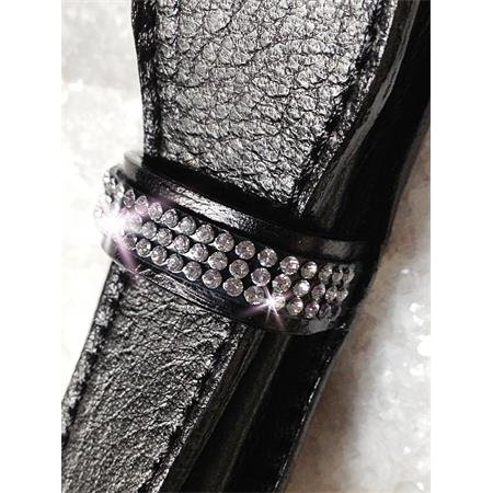 Puzdro na pero, čierne, kožené, SWAROVSKI® krištále v 3 radoch, 16 cm, ART CRYSTELLA®