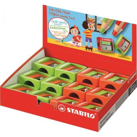Strúhadlo, jednodierové, STABILO "Woody 3 in 1", rôzne farby