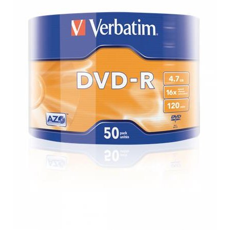 DVD-R disk, 4,7GB, 16x, 50 ks, zmršťovacie balenie, VERBATIM