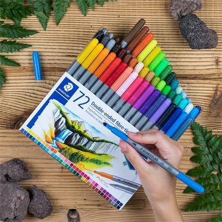 Fixky, sada, 0,8/3,0 mm, obojstranné, STAEDTLER "3200", 72 rôznych farieb
