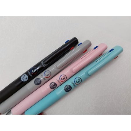Guľôčkové pero, 0,24 mm, stláčací mechanizmus, trojfarebné, ZEBRA "Blen 3C", modrozelené telo