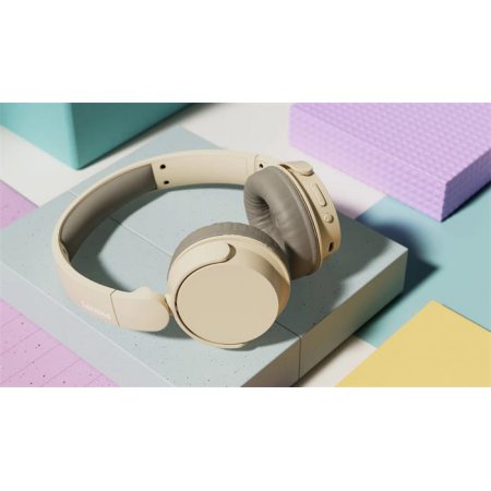 Náhlavné slúchadlá, bezdrôtové, Bluetooth 5.3, PHILIPS "TAH3209", béžové