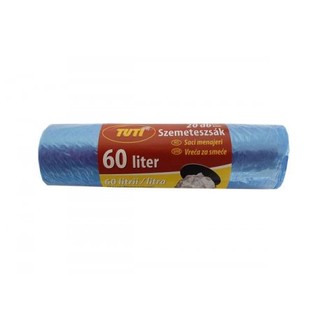 Vrecia na odpadky, 60 l, 20 ks, 55x65 cm, 9 µ, TUTI, modrá