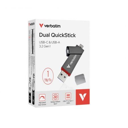 USB kľúč, 1TB, USB-A/C 3.2 Gen1, VERBATIM "Dual QuickStick", čierny