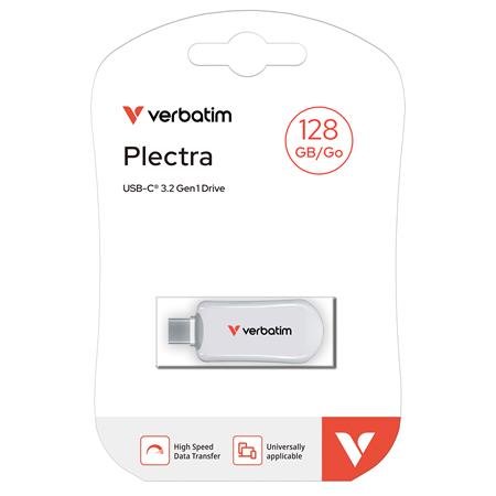 USB kľúč, 128GB, USB-C 3.2 Gen1, VERBATIM "Plectra", biely