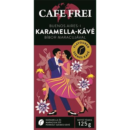 Káva, pražená, zrnková, 125 g, CAFE FREI "Buenos Aires karamel" s fialovou marakujou