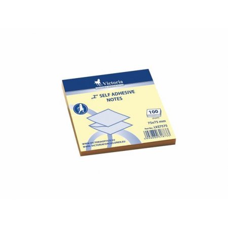Samolepiaci bloček, "Z", 75x75 mm, 100 listov, VICTORIA OFFICE, žltá