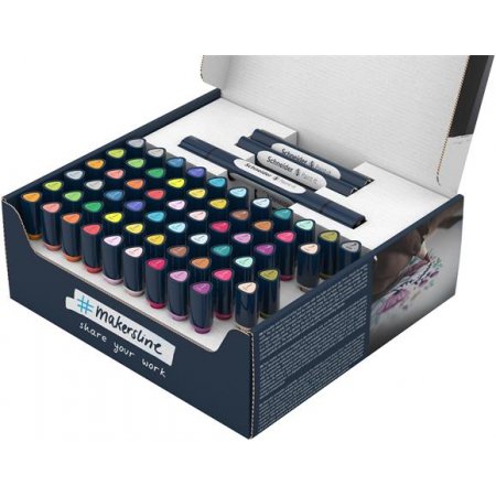 Popisovač, obojstranný, 72-kusová sada, SCHNEIDER „Paint-It 040 Twin marker Set complete”, 30 rôznych farieb