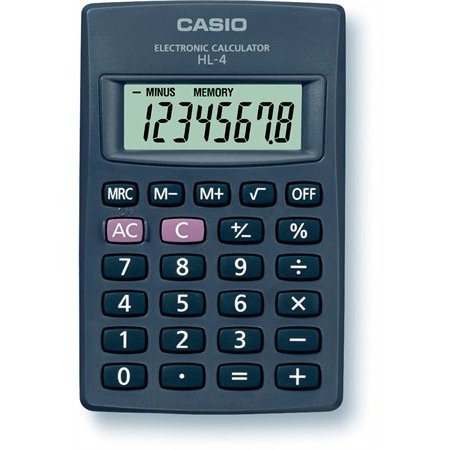 Kalkulačka, vrecková, 8 miestny displej, CASIO "HL-4T"