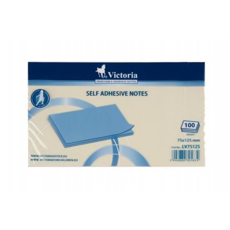 Samolepiaci bloček, 75x125 mm, 100 listov, VICTORIA OFFICE, žltá