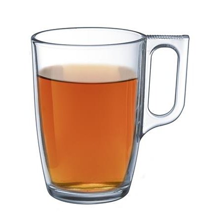Pohár, sklenený, s uškom, 6 ks sada, 40 cl, "CoffeeTime"