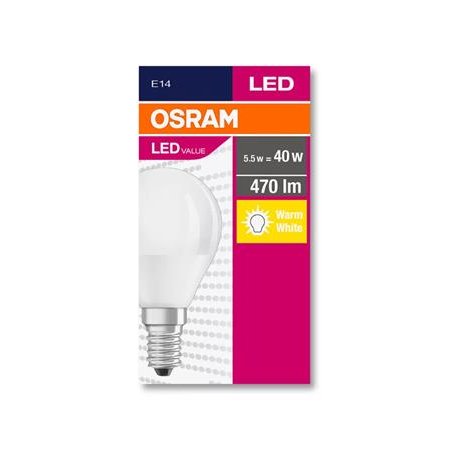 LED žiarovka, E14, malá guľa, P45, 5,7W, 470 lm, 2700K (MF), OSRAM "Value"