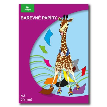 Farebný papier,  A3, 80 g, 2x10 listov  STEPA, mix farieb