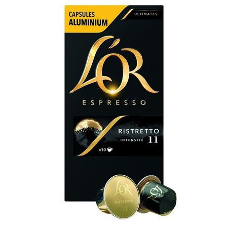 Kávové kapsule, kompatibilné s Nespresso®, 10 ks, JACOBS DOUWE EGBERTS "L`OR Ristretto"
