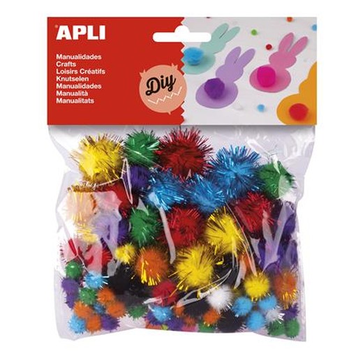 Pompom, lesklý, APLI "Creative", mix farieb