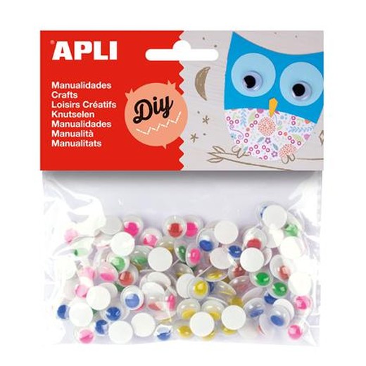 Samolepiace pohyblivé očká, okrúhle, APLI "Creative", mix farieb